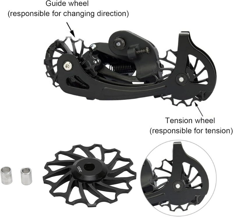 cheekyglo Bicycle Rear Derailleur,Derailleurs, Jockey Wheel Bike Guide Roller Pulley, Ceramic Bearings,Derailleur Pulley Aluminum Jockey Wheel Rea for 7/8/9/10 Speed black - Image 5