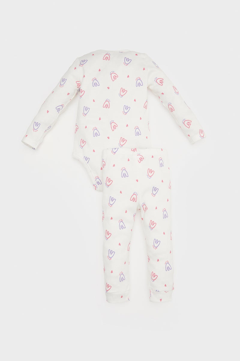 Baby Girl Floral Ribbed Camisole Snap Body Bottom 2 Piece Set