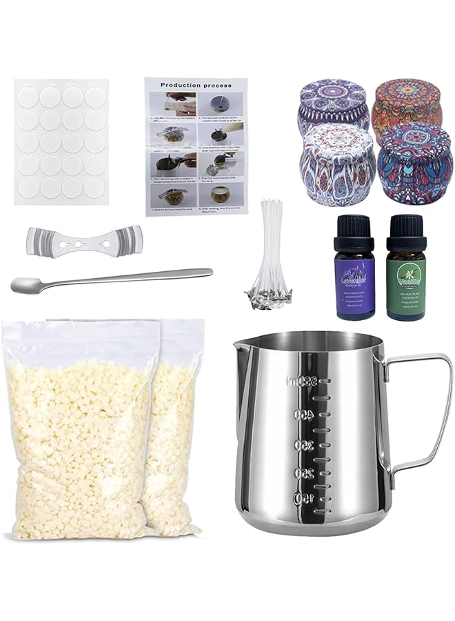 The Bros Candle Making Kit DIY Candles Craft Tools for Adult Kids Beginner, Scented Candle Maker Gift Set Full Wax Cup Candle Making Supply with Wicks Beeswax Wick Holder Sticker Pot Essential Oils Candle Jars - Image 1