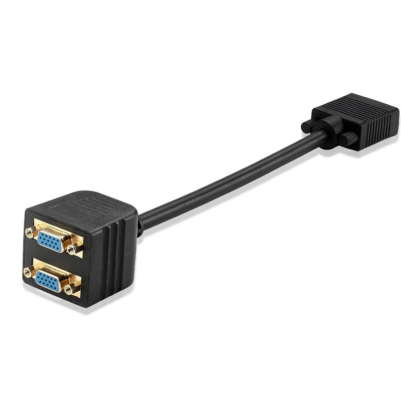 ETZIN VGA Splitter Cable 1 Male to 2 Female Adapter Monitor Y Splitter Cable 25cm Black Can't Connect Two at The Same time TD-1303CC - Image 4