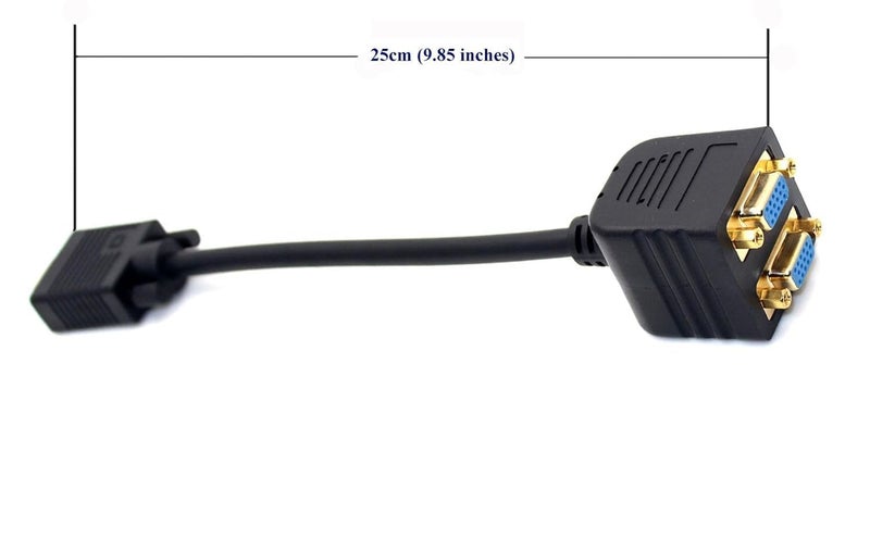 ETZIN VGA Splitter Cable 1 Male to 2 Female Adapter Monitor Y Splitter Cable 25cm Black Can't Connect Two at The Same time TD-1303CC - Image 3