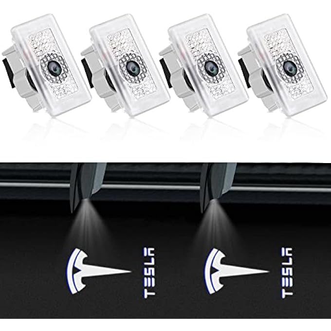 Tesla Car Door Lights Logo Projector Lights For Model 3 Y S X UltraBright Led 3D Laser Ghost Shadow Light Never Fade Welcome Step Courtesy Lights For Model 3 Y S X Accessories Plug And Play 4Pcs - Image 2