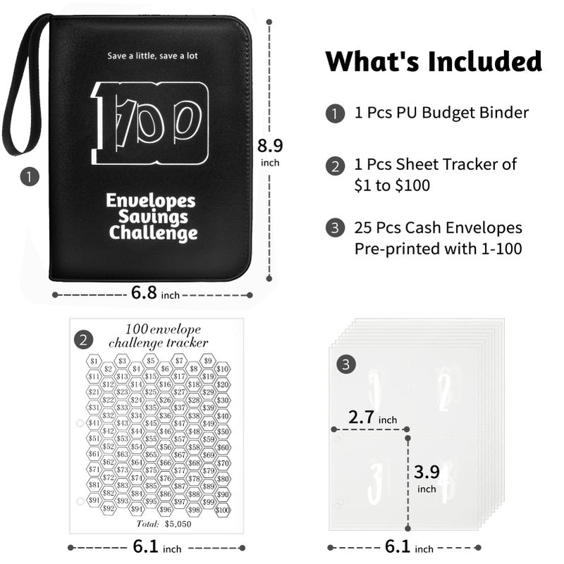 RONMONG 100 Envelope Challenge Binder, 2026 Upgrade 100 Envelopes Money Saving Challenge, Savings Challenges Book with Challenge Tracker to Save $5,050 - Image 4