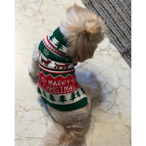 Lulala Christmas Dog Sweater - Soft, Warm & Cozy for Small Dogs & Cats (Green-14Inch) - Image 5