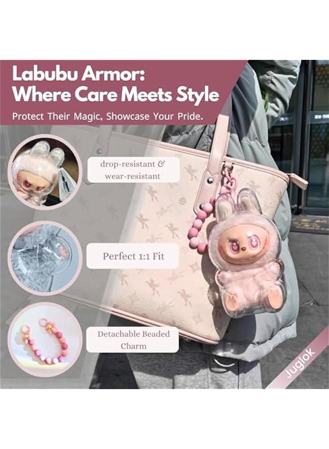 Arabest Transparent PVC Keychain Protector for Labubu Plush Figures - Clear Display Case for Pop Mart Labubu Monster Series, Collectors' Storage Bag (Sitting)  - Image 3