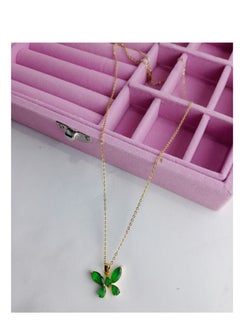Generic Green Butterfly Chain Stainless Steel Necklace Simple Lightweight Pendant Necklace Accessories Gifts for Women  - Image 1