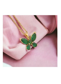 Generic Green Butterfly Chain Stainless Steel Necklace Simple Lightweight Pendant Necklace Accessories Gifts for Women  - Image 2