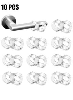 HY 10 Pack Door Handle Stopper, Wall Protector, Clear Rubber Door Stopper, Pvc Door Handle Guard, Door Handle Bumper for Cabinet Furniture Home Office (Transparent)  - Image 1