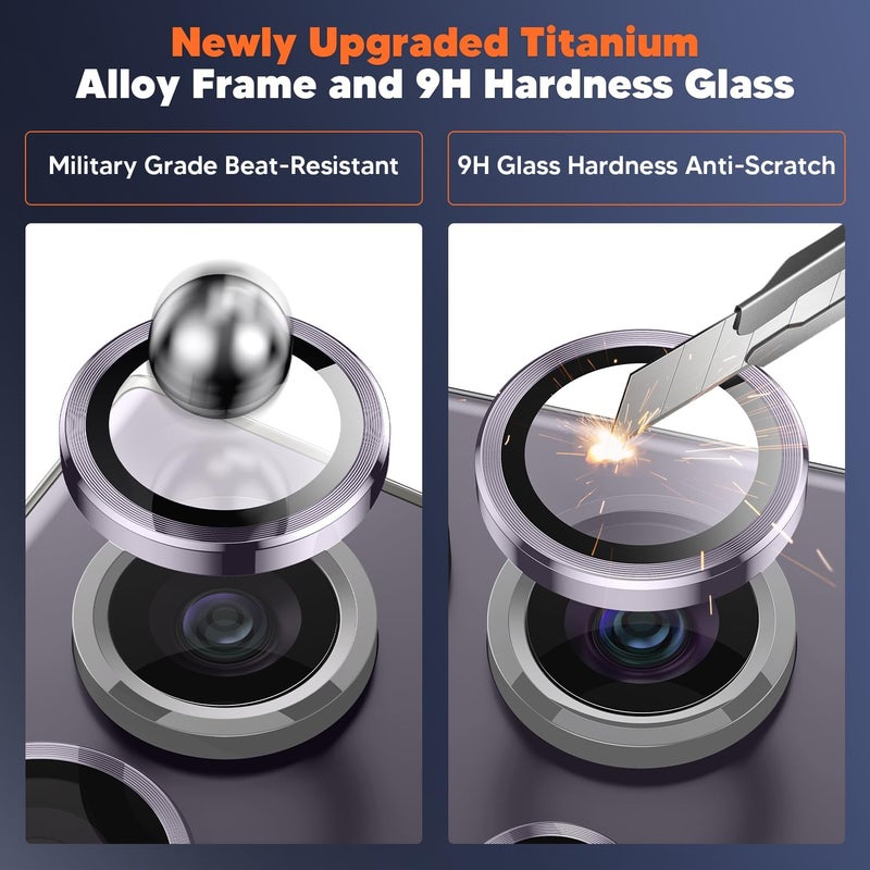 Hoerrye for Samsung Galaxy S24 Ultra Camera Lens Protector, Case-Friendly, Ultra-HD 9H Tempered Glass Screen Protector, Anti-Scratch, Space Titanium Military-Grade Drop Protection, Titanium Violet - Image 5