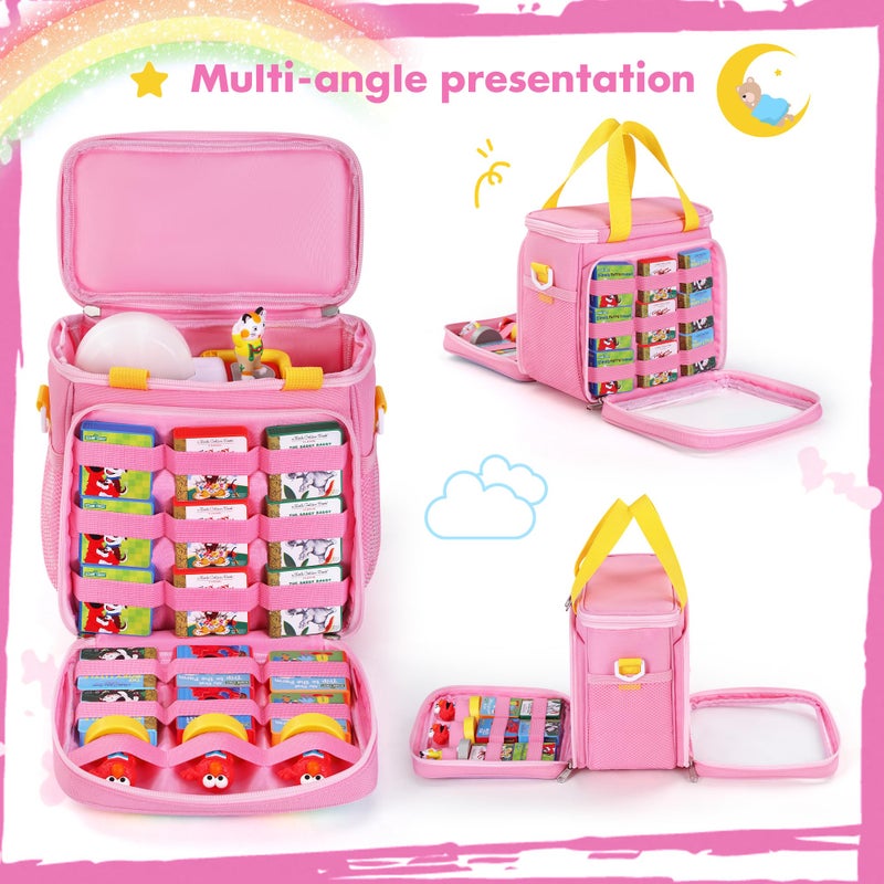Jaffzora Carrying Case Compatible with Little Tikes Story Dream Machine Books Starter Set, Portable Storage Bag for Story Books, Audio Play & Character with Handle and Shoulder Strap,Pink - Image 2