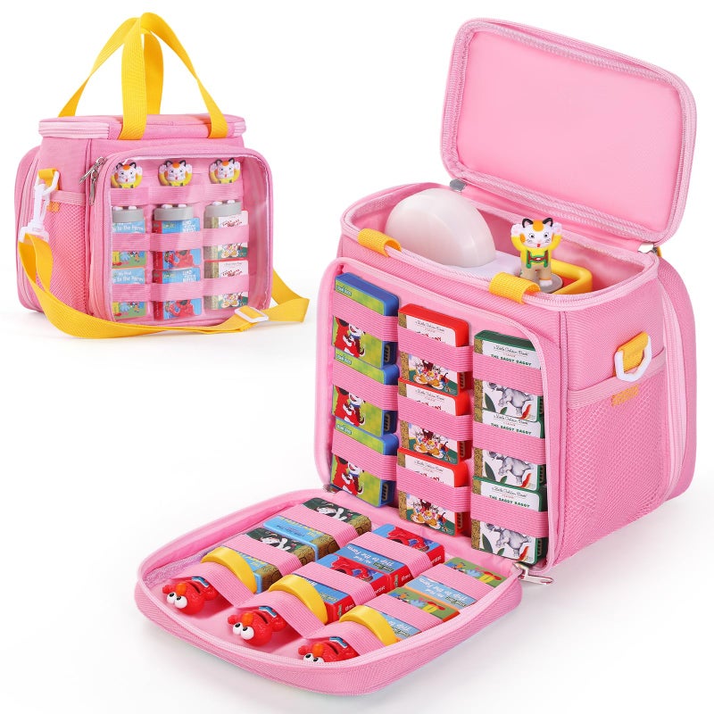 Jaffzora Carrying Case Compatible with Little Tikes Story Dream Machine Books Starter Set, Portable Storage Bag for Story Books, Audio Play & Character with Handle and Shoulder Strap,Pink - Image 1