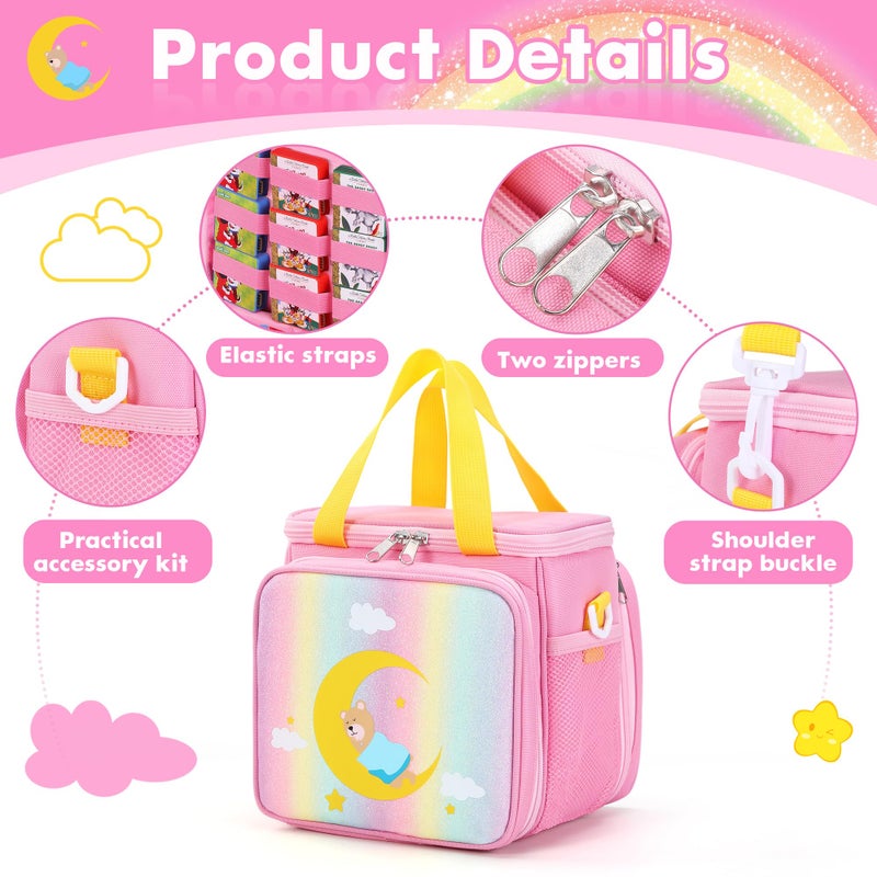 Jaffzora Carrying Case Compatible with Little Tikes Story Dream Machine Books Starter Set, Portable Storage Bag for Story Books, Audio Play & Character with Handle and Shoulder Strap,Pink - Image 4
