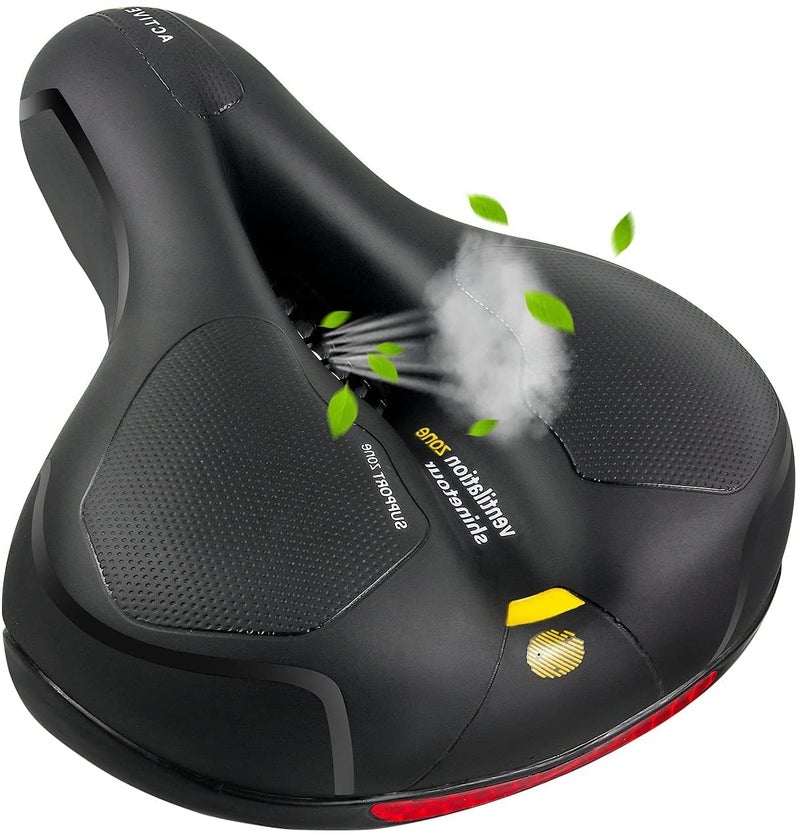 FASTPED Comfortable Wide Bicycle Seat Cushion with Dual Shock Absorbing and Memory Foam Waterproof Bike Saddle for Woman and Men Waterproof Breathable Shock Absorbing Bike Saddle - Image 1