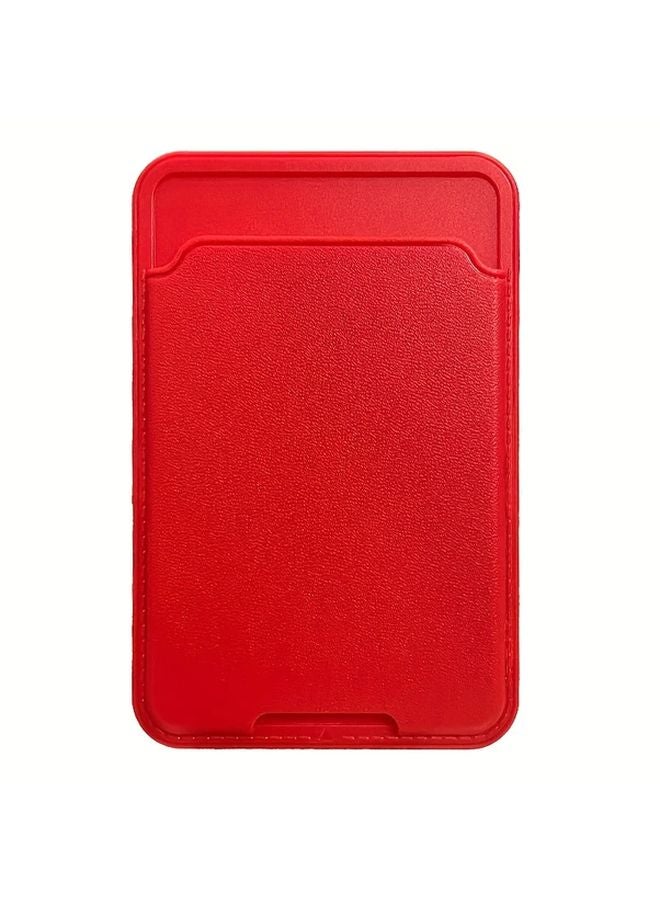 Red Adhesive Card Holder For iPhone Back Storage And Stand 1pc - Image 1