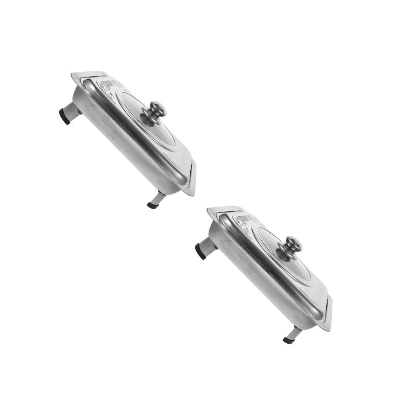 2 pcs Stainless Steel Buffet Dish Dish Tray Rectangular Canteen Basin with Cover - Image 1