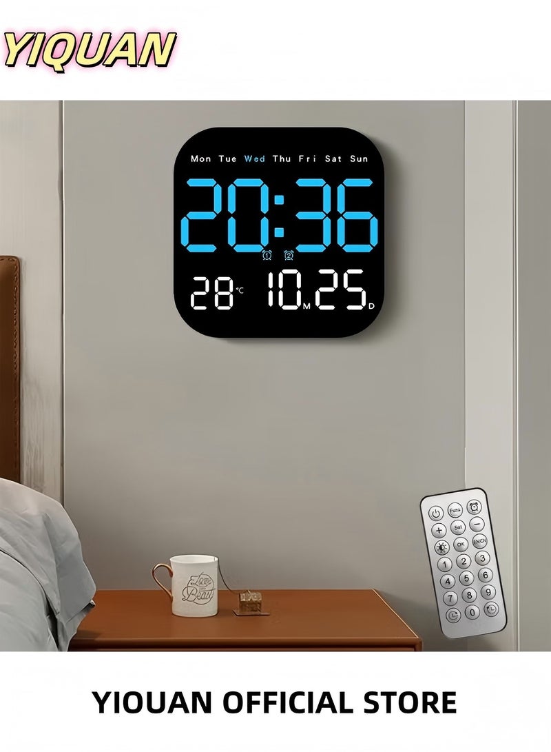 يي تشوان ساعة رقمية ، ساعات حائط كبيرة مقاس 9 بوصات ، مؤقت للعد التنازلي مع جهاز تحكم عن بعد ، إنذار ، درجة حرارة ، سطوع قابل للتعديل ، 12/24 ساعة ، التوقيت الصيفي للمنزل ، المكتب ، كبار السن ، غرفة النوم ، غرفة المعيشة ، الفصول الدراسية - Image 1