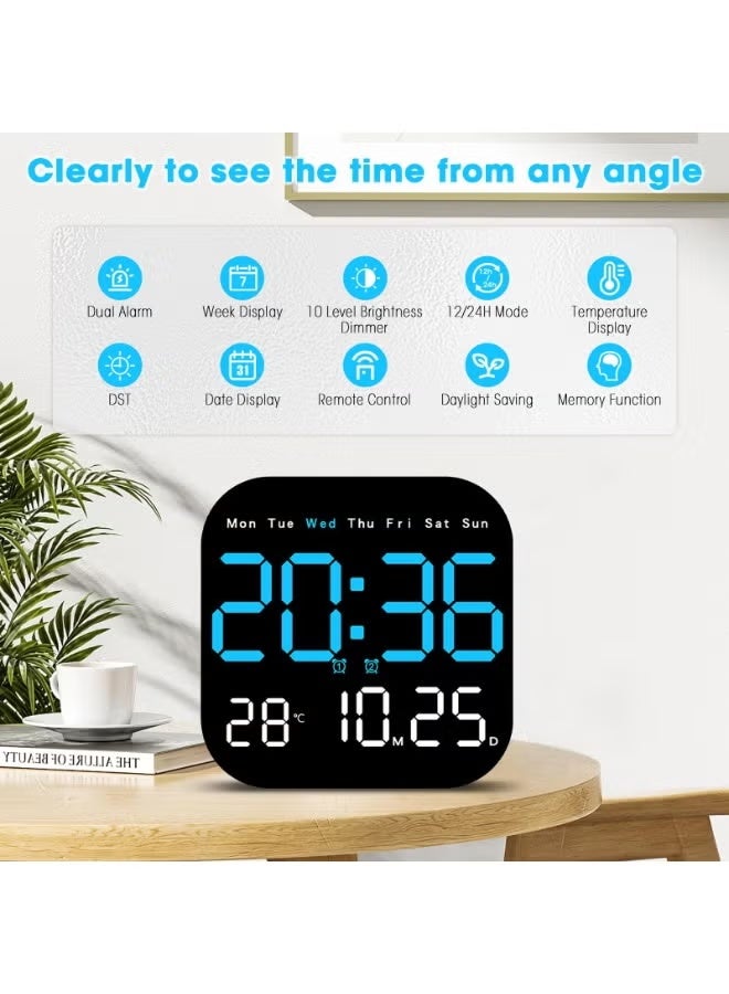 يي تشوان ساعة رقمية ، ساعات حائط كبيرة مقاس 9 بوصات ، مؤقت للعد التنازلي مع جهاز تحكم عن بعد ، إنذار ، درجة حرارة ، سطوع قابل للتعديل ، 12/24 ساعة ، التوقيت الصيفي للمنزل ، المكتب ، كبار السن ، غرفة النوم ، غرفة المعيشة ، الفصول الدراسية - Image 3