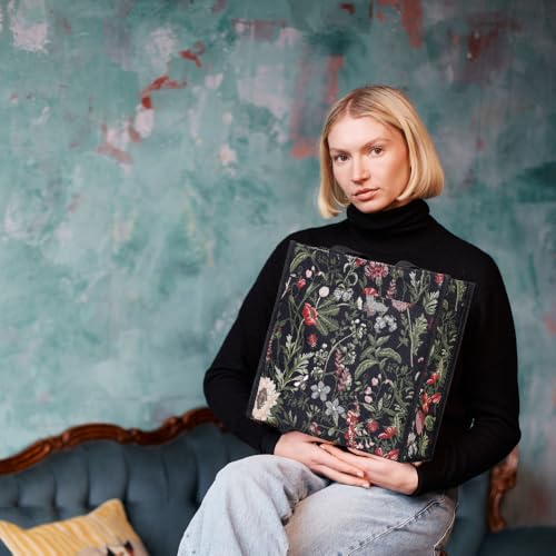 Signare Black Floral Shoulder Tote Shopping Bag with Sunflower Poppy Dragonfly Butterfly (SHOP-MGDBK) - Image 2