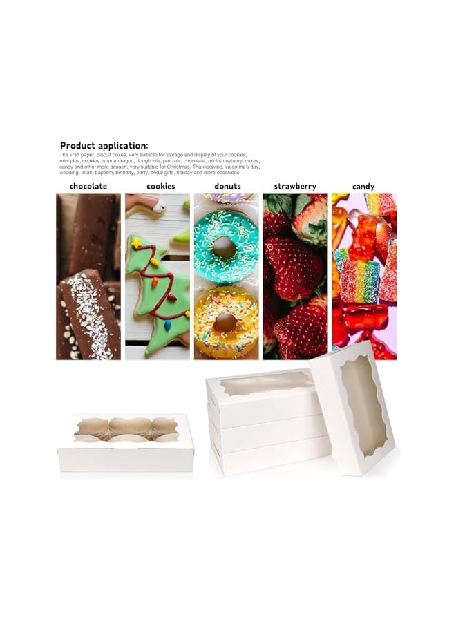 Green Tiger 15 Pack White Kraft Cookie Box with Clear Window,Premium Small Paper Gift Box Container for Dessert Pastry Candy Packaging,Wedding,Party,Christmas,Birthday,Baby Shower(7x4.3x1.5inch) - Image 5