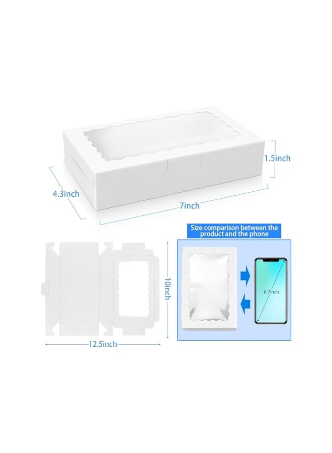 Green Tiger 15 Pack White Kraft Cookie Box with Clear Window,Premium Small Paper Gift Box Container for Dessert Pastry Candy Packaging,Wedding,Party,Christmas,Birthday,Baby Shower(7x4.3x1.5inch) - Image 2