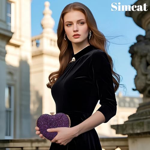 Simcat Cute Heart Shape Clutch Purses Love Heart Women Rhinestone Wedding Handbag Clutch Party Evening Bag - Image 5
