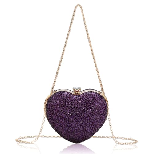 Simcat Cute Heart Shape Clutch Purses Love Heart Women Rhinestone Wedding Handbag Clutch Party Evening Bag - Image 1
