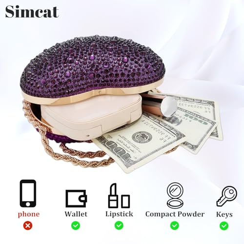 Simcat Cute Heart Shape Clutch Purses Love Heart Women Rhinestone Wedding Handbag Clutch Party Evening Bag - Image 3