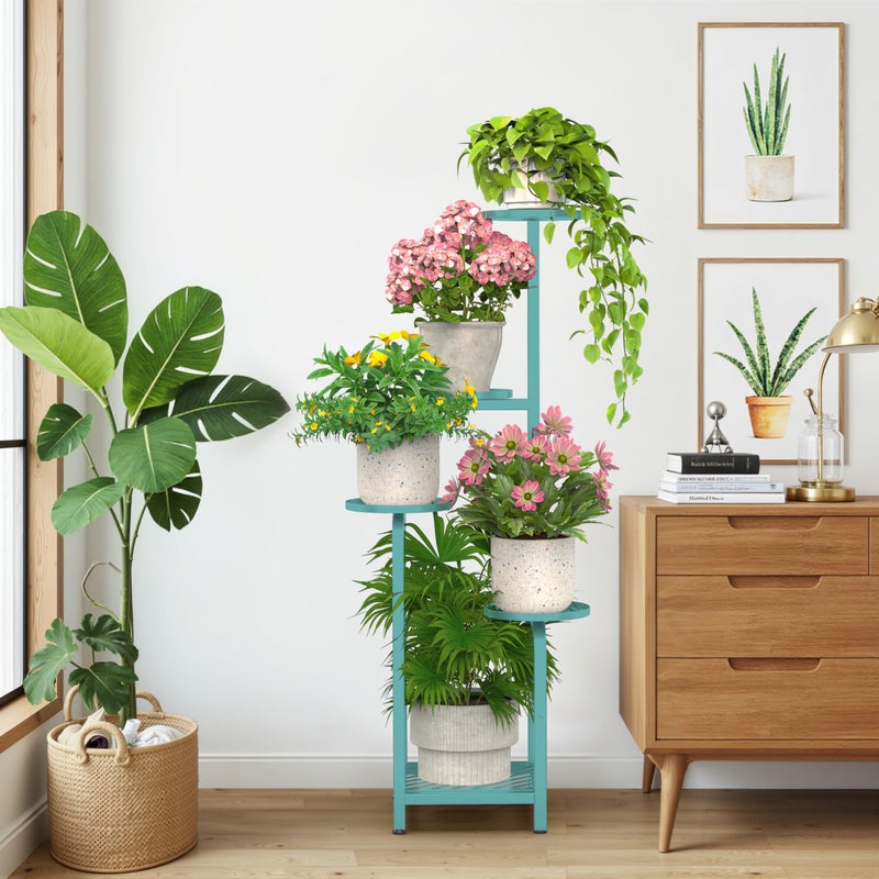 TOSKING 5 Tier Tall Plant Stand Indoor Outdoor, Heavy Duty Corner Shelf for Plants & Decor, Space Saving 3.9FT Metal Flower Pot Stand for Balcony, Garden, Living Room, Patio (Blue, 47in) - Image 2