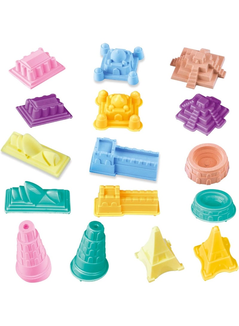 واحة الألعاب مجموعة قوالب طين اللعب والرمل للأطفال – 18 قطعة مع أشكال معالم عالمية وعجين طين وأدوات – لعبة إبداعية تعليمية للأولاد والبنات من عمر 3–10 سنوات - Image 3