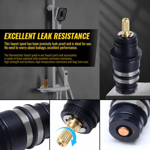 hansengroe Thermostatic Shower Cartridge Replacement Parts Kit Compatible with Hansgrohe 98282000, Shower Bathroom Faucet Thermostatic Filter Vavle Core Chrome - Image 2
