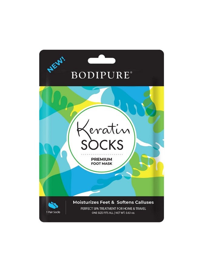 Bodipure Premium Foot Mask Keratin Socks | At Home Spa Moisturizer Socks For Dry Cracked Feet, Callus & Heel Softening | Easytouse Pedicure Foot Repair | Chemicalfree Feet Treatment | 1 Pair - Image 1