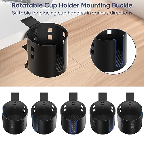 OOKUU Deeper Desk Cup Holder, OOKUU Anti-Spill Cup Holder for Desk or Table, Sturdy and Durable, Easy to Install, Enough to Hold Coffee Cups, Water Bottles, Gaming PC Office Accessories, Black - Image 3
