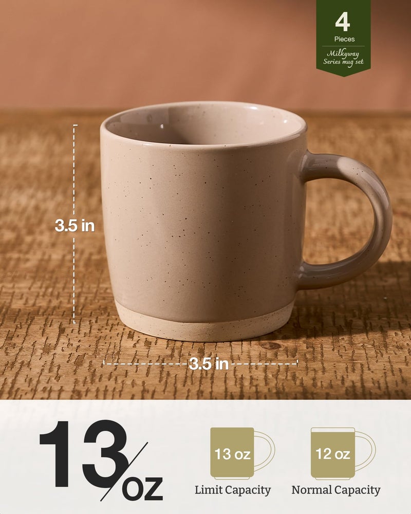 famiware Coffee Mugs for 4, 13 oz Mug Set, Dringking Cup with Handle for Coffee, Tea, Cocoa, Milk, Milkyway serise, Multi-color - Image 3