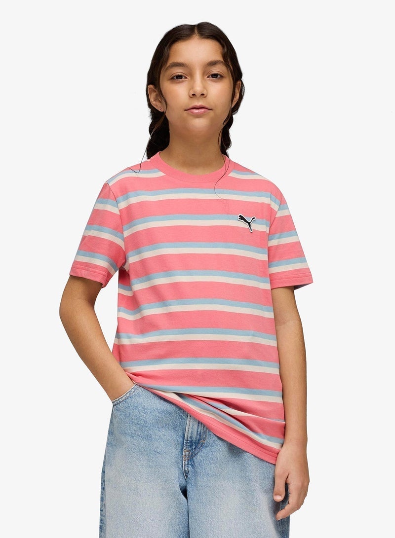 PUMA Youth Essential Elevated Striped T-Shirt - Image 1