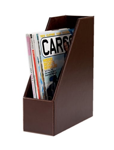 Dacasso Dark Brown Bonded Leather Magazine Rack