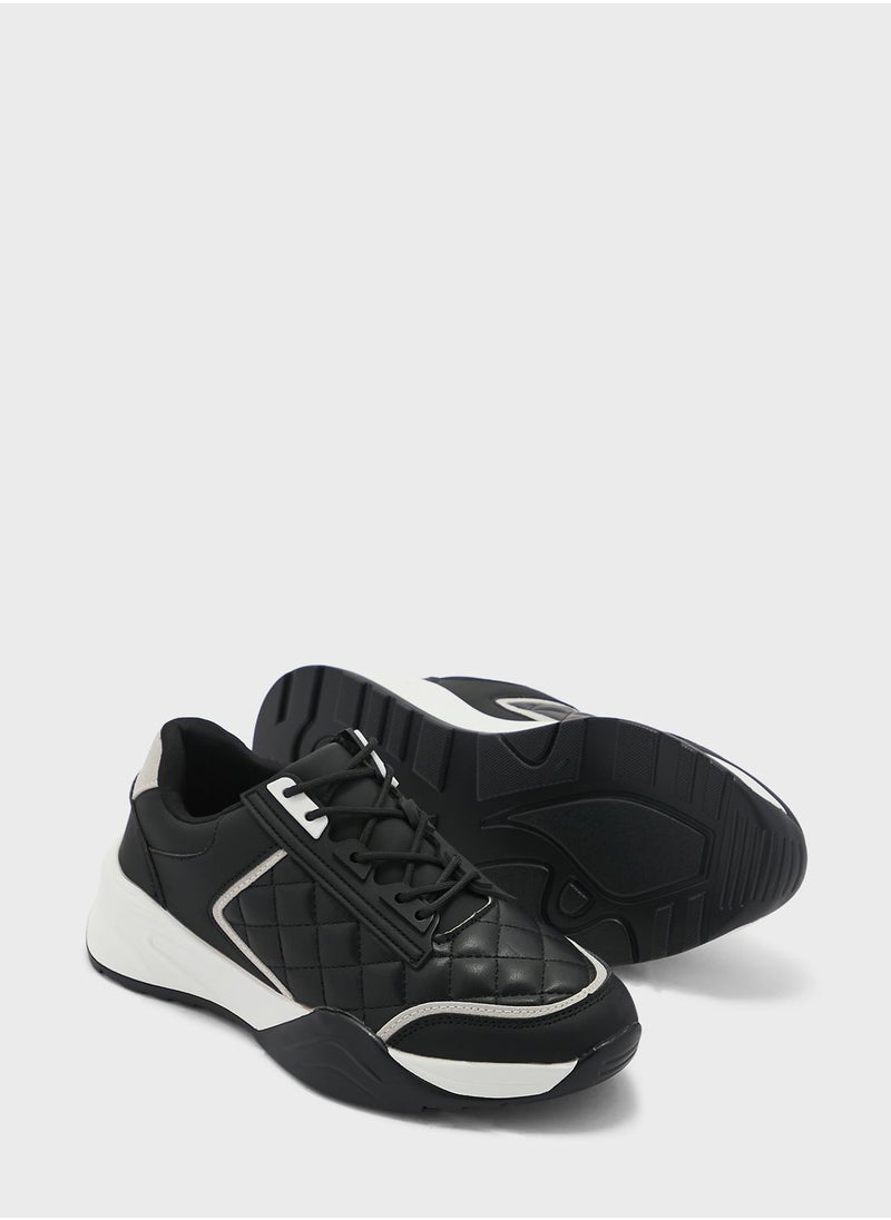 Ginger - Quilted Monochrome Trim Sneaker - Image 1