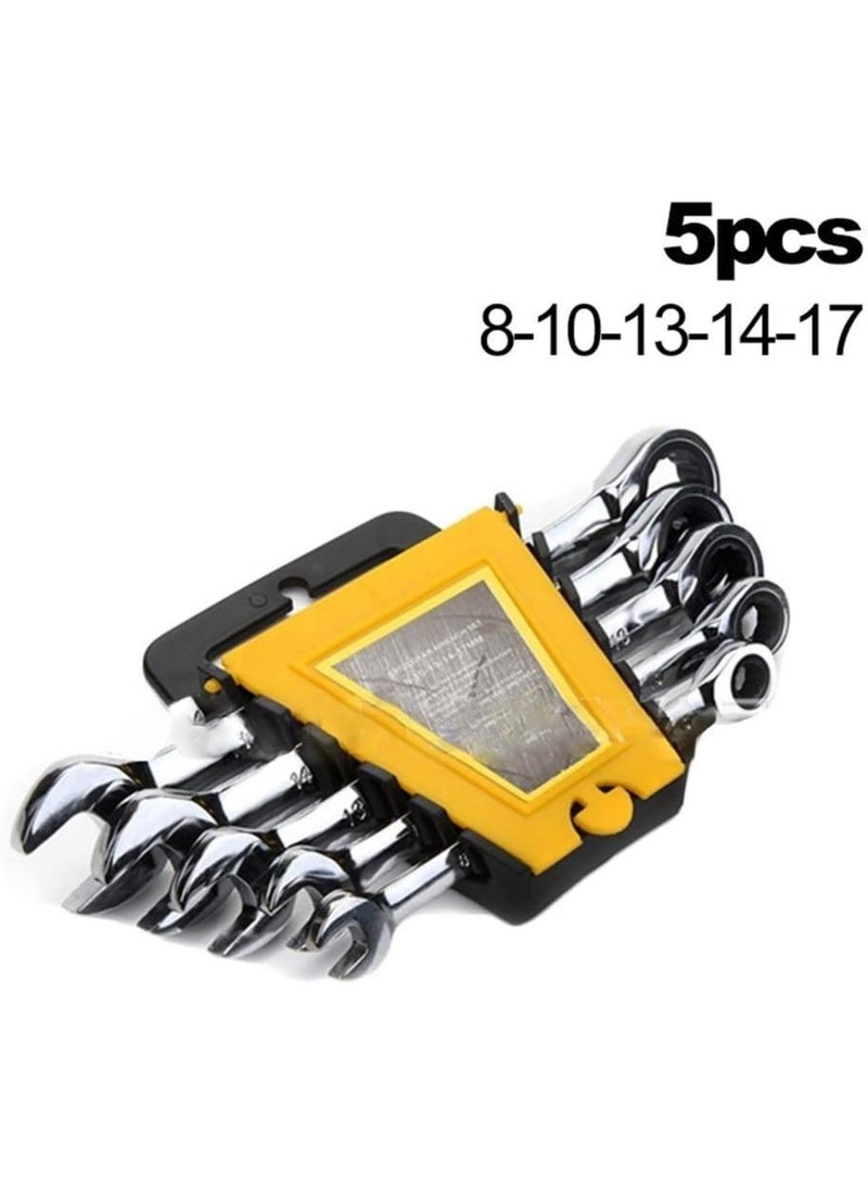 GGOOT Hardware Tool 360° Ratchet Wrenches 72 Teeth Steel Dual Use Fixed Head Spanners Kit keys with Box Hand Tools 5-12pcs Optional (Color : 5pcs) - Image 2