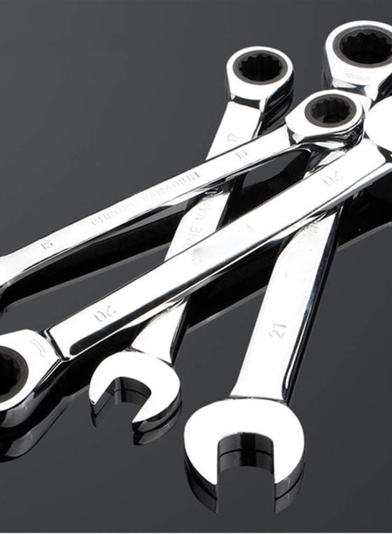 GGOOT Hardware Tool 360° Ratchet Wrenches 72 Teeth Steel Dual Use Fixed Head Spanners Kit keys with Box Hand Tools 5-12pcs Optional (Color : 5pcs) - Image 3