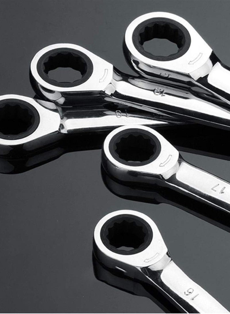 GGOOT Hardware Tool 360° Ratchet Wrenches 72 Teeth Steel Dual Use Fixed Head Spanners Kit keys with Box Hand Tools 5-12pcs Optional (Color : 5pcs) - Image 5