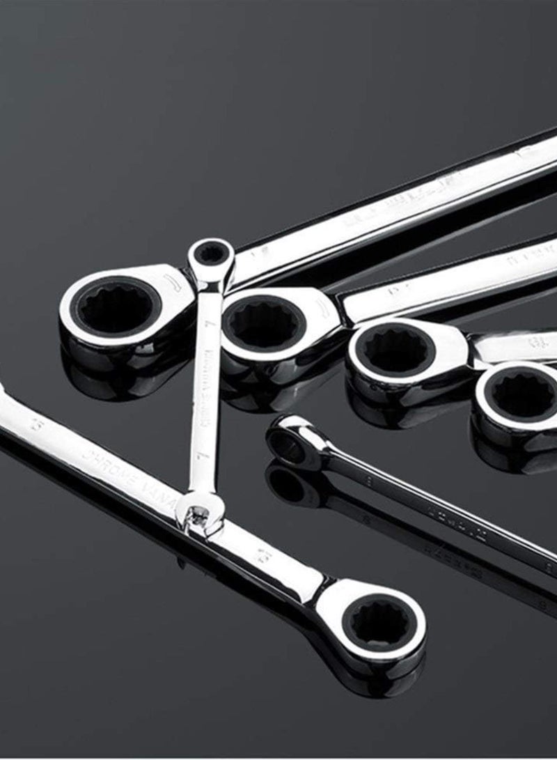 GGOOT Hardware Tool 360° Ratchet Wrenches 72 Teeth Steel Dual Use Fixed Head Spanners Kit keys with Box Hand Tools 5-12pcs Optional (Color : 5pcs) - Image 4