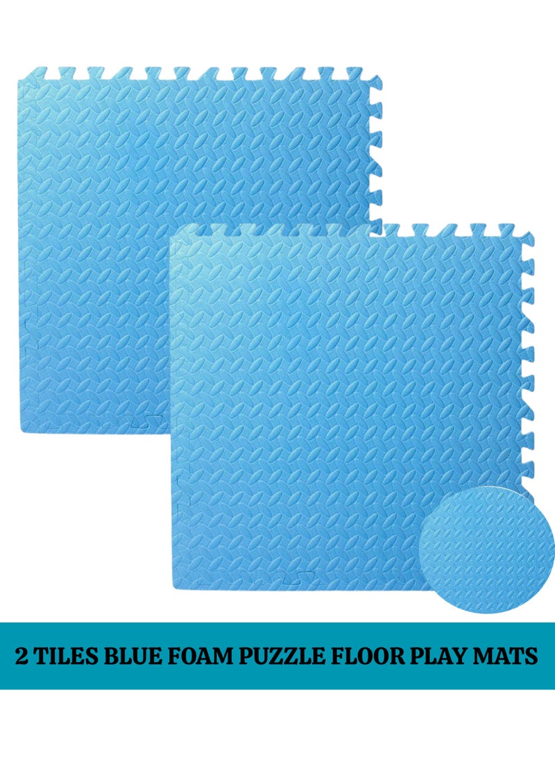 GoldenLike Foam Floor Mat, 60*60cm Puzzle Foam Mat with Borders Interlocking Baby Play Mat Gym Mat Kids Floor Mats Crawling Rug Anti-slip Mat Protective Foam Padding for Home, Gym, 2 Pcs Blue - Image 2