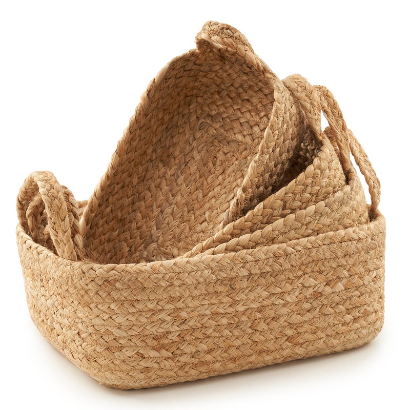 Beautiful Storage Basket Set of 4 Natural Jute Rope Baskets for Shelves Are Perfect for Organizing Your Home Quality Storage Bins Easily Fit With Any Nursery or Bedroom Decor