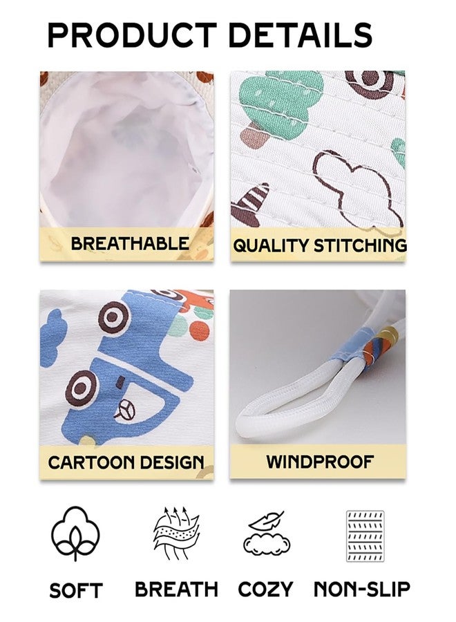 PLZSITDOWN Toddler Sun Hat with Neck Flap UPF 50+ Baby Wide Brim Summer Beach Swim Bucket Hat for Kid Boys Girls 3 Month -7 Years White Car 50 - Image 4