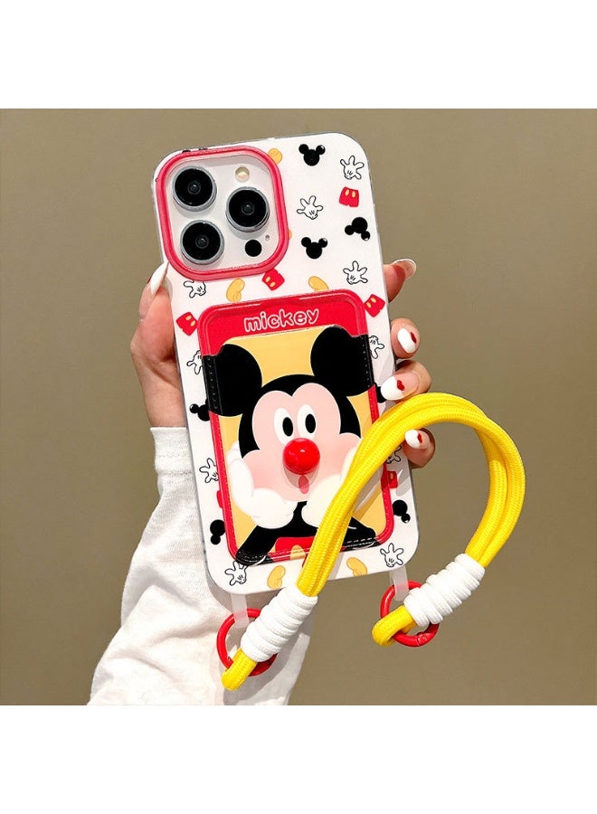 NIBEMINENT Mickey Minnie Protective TPU Case Cover For iPhone 16, Mickey With Three-dimensional Red Nose With Lanyard