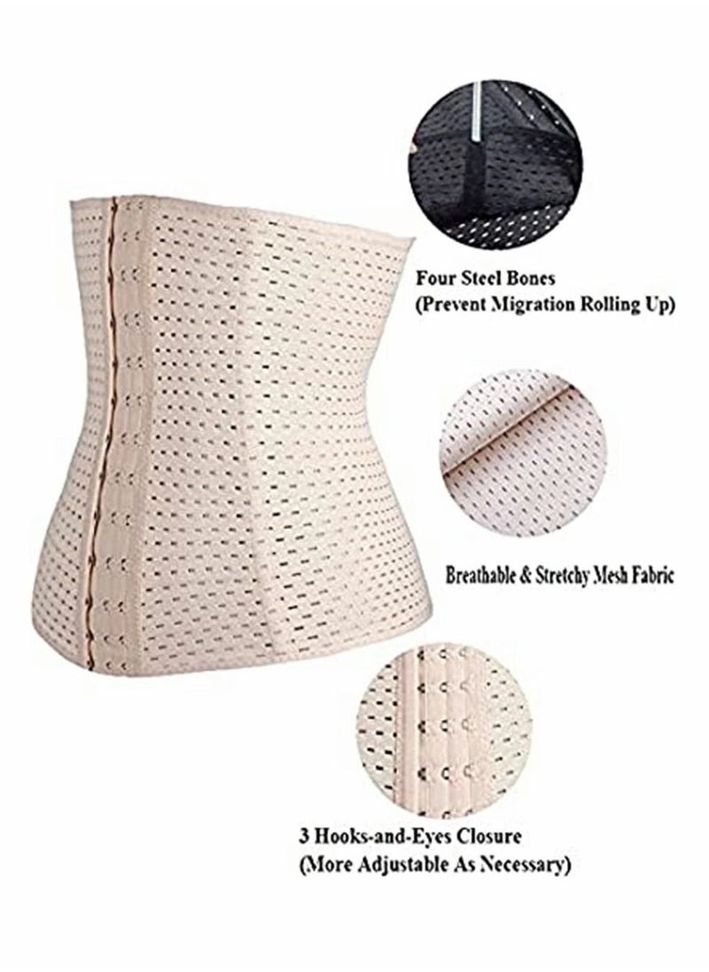 Generic - Women's Waist Trainer Corset Tummy Control Shapewear Waist Cincher Breathable and Invisible High Waisted Body Shaper, Beige Size M - Image 1