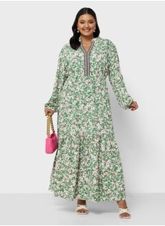 Ella Plus Ditsy Print Tiered Dress  - Image 1