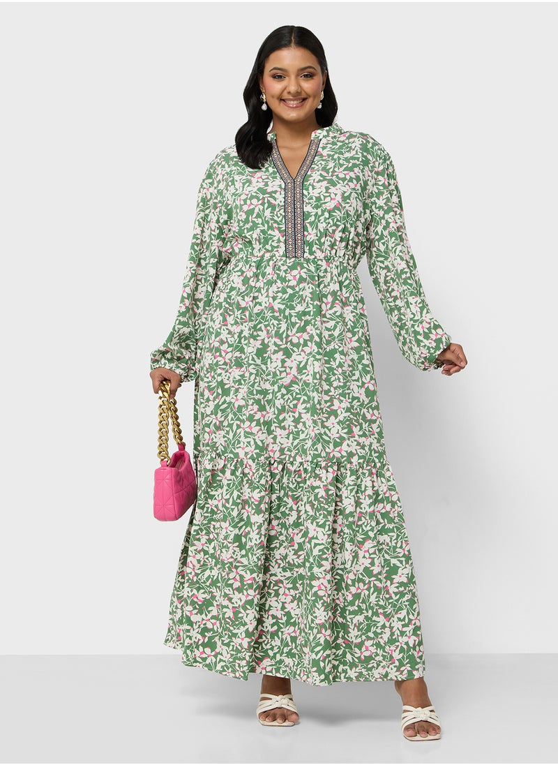 Ella Plus Ditsy Print Tiered Dress  - Image 1
