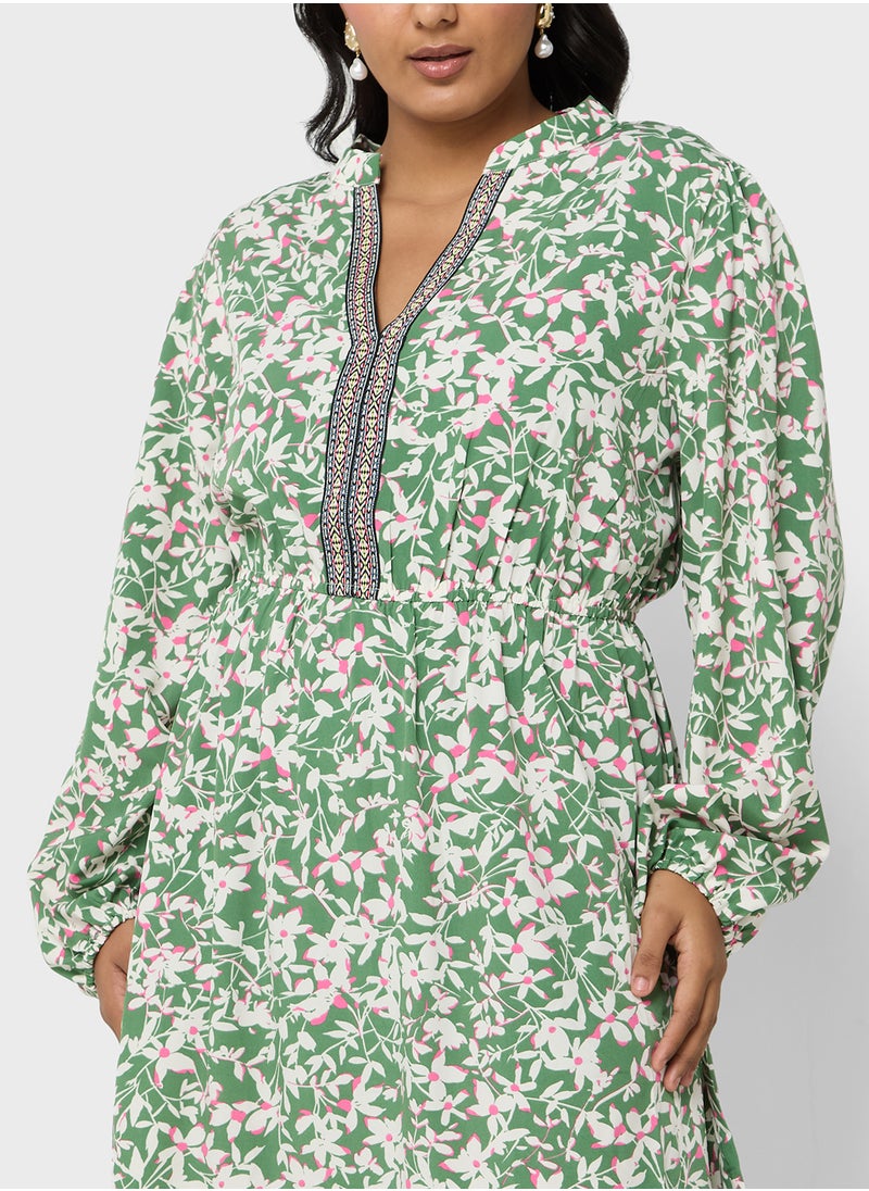 Ella Plus Ditsy Print Tiered Dress  - Image 3