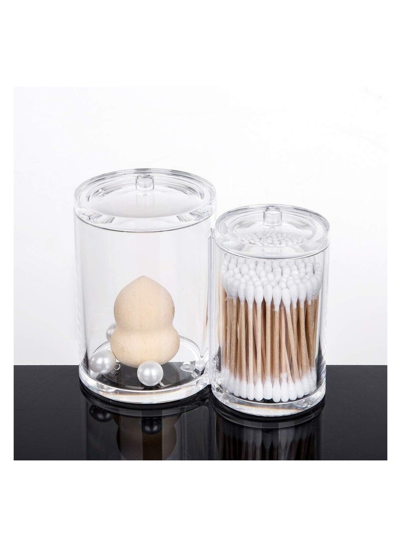 Clear Acrylic Cotton Swab Holder Makeup Cotton Pads Container with Double Lids Cosmetic Jars Bathroom Storage Dispenser - Image 3