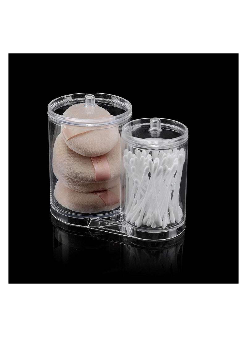 Clear Acrylic Cotton Swab Holder Makeup Cotton Pads Container with Double Lids Cosmetic Jars Bathroom Storage Dispenser - Image 5